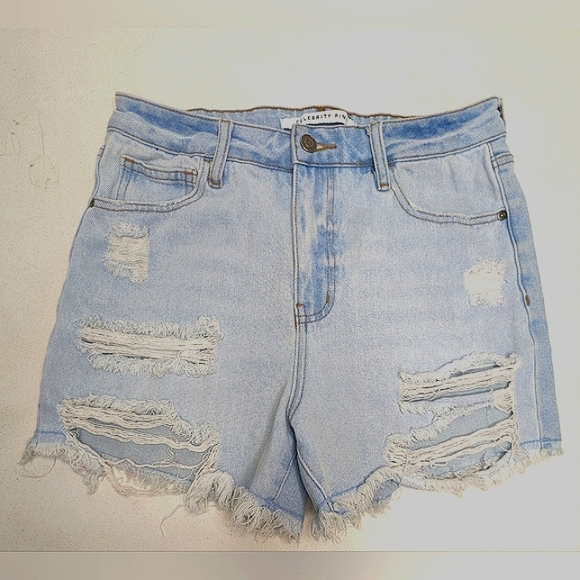 Celebrity Pink Denim shorts women's Sz 11/30 distressed High Rise Z-1 - Picture 1 of 6